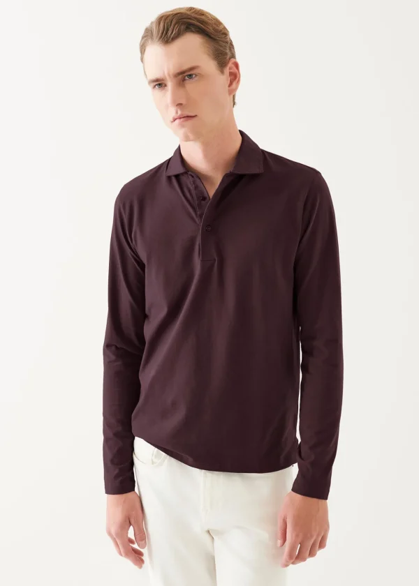 Pima Cotton Stretch Long Sleeve Polo