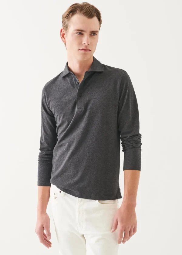 Pima Cotton Stretch Long Sleeve Polo