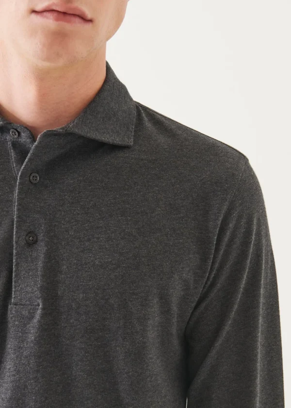 Pima Cotton Stretch Long Sleeve Polo