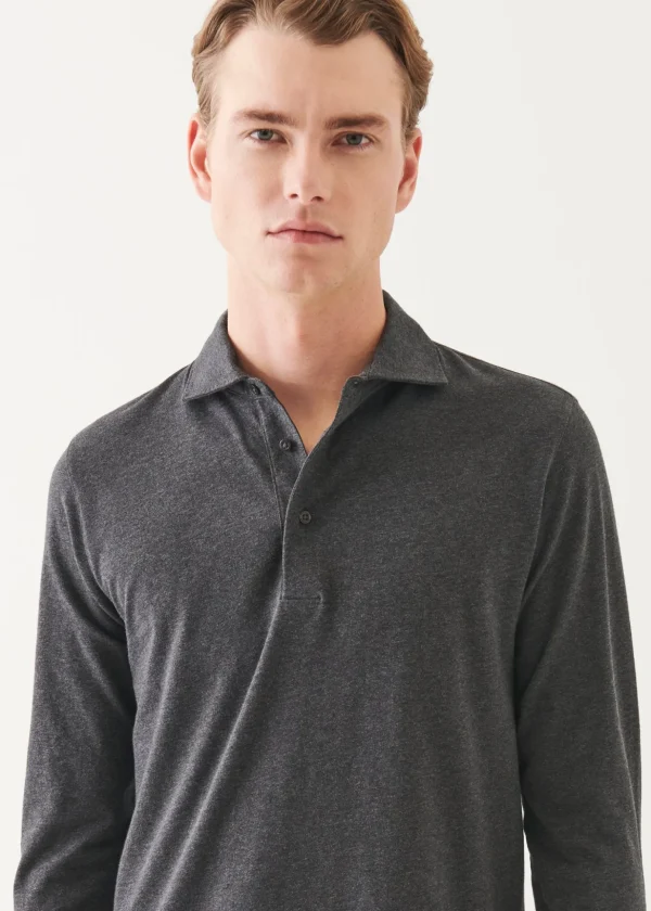Pima Cotton Stretch Long Sleeve Polo