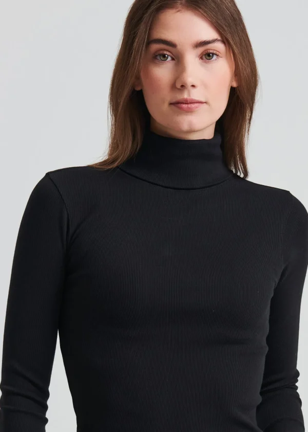 Pima Cotton Stretch Ribbed Turtleneck