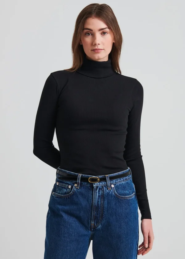 Pima Cotton Stretch Ribbed Turtleneck