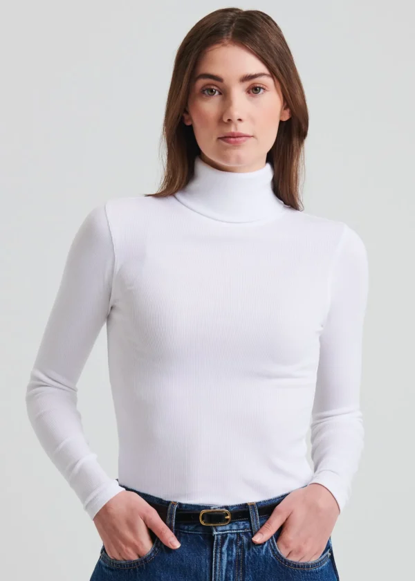 Pima Cotton Stretch Ribbed Turtleneck