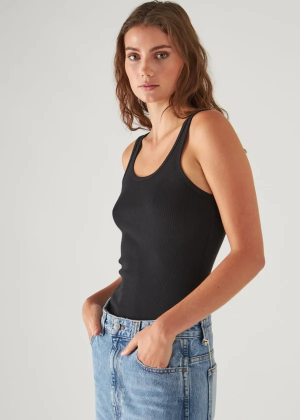 Pima Cotton Stretch Scoop Neck Rib Tank