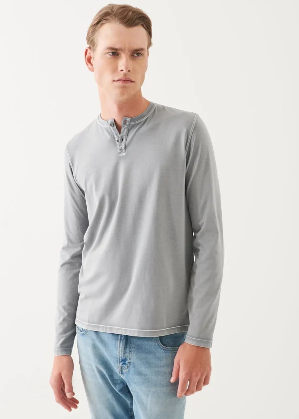 Pima Cotton Stretch Vintage Wash Henley