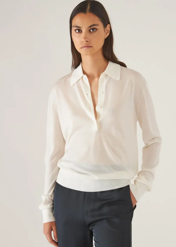 Superfine Merino Lyocell Relaxed Long Sleeve Polo
