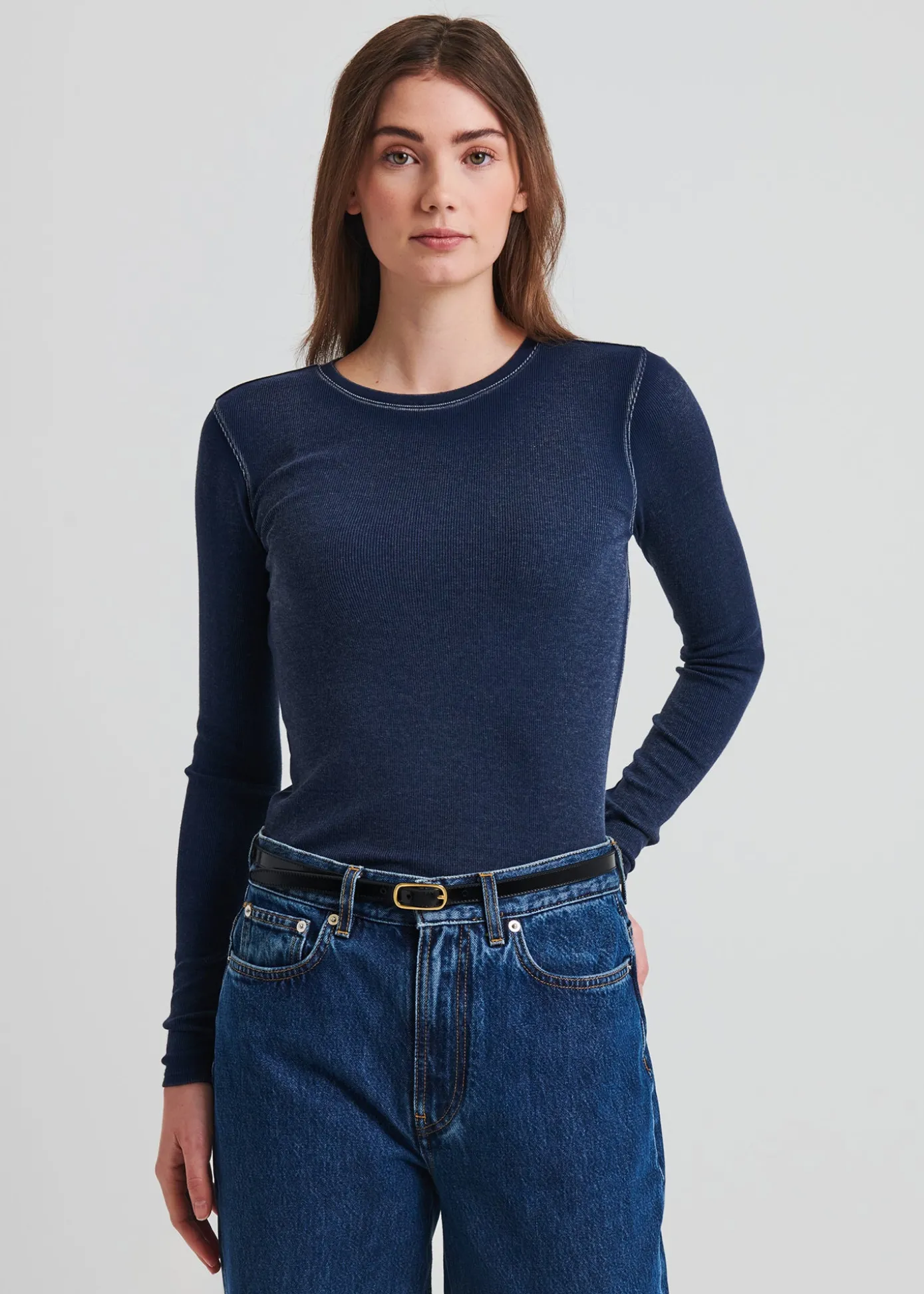 Vintage Wash Pima Cotton Stretch Ribbed T-Shirt