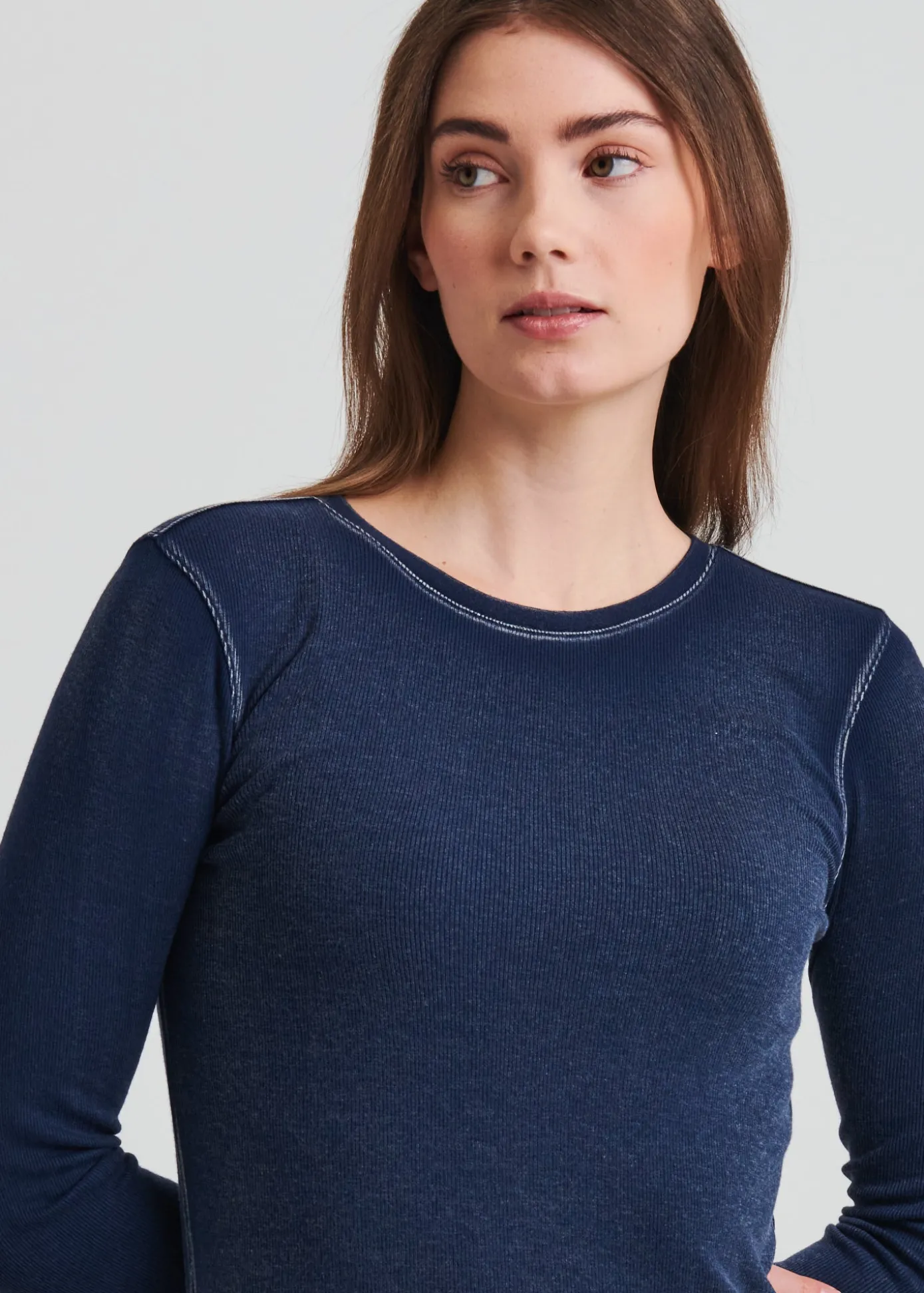 Vintage Wash Pima Cotton Stretch Ribbed T-Shirt