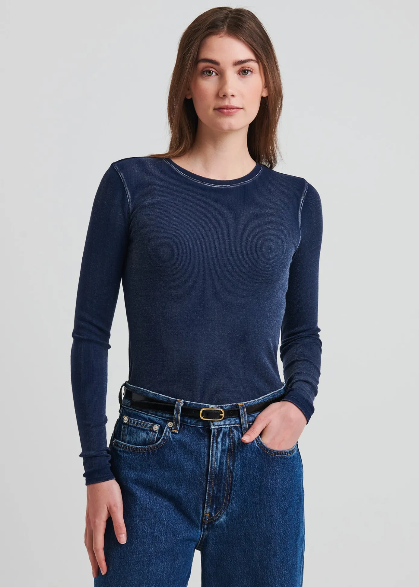 Vintage Wash Pima Cotton Stretch Ribbed T-Shirt