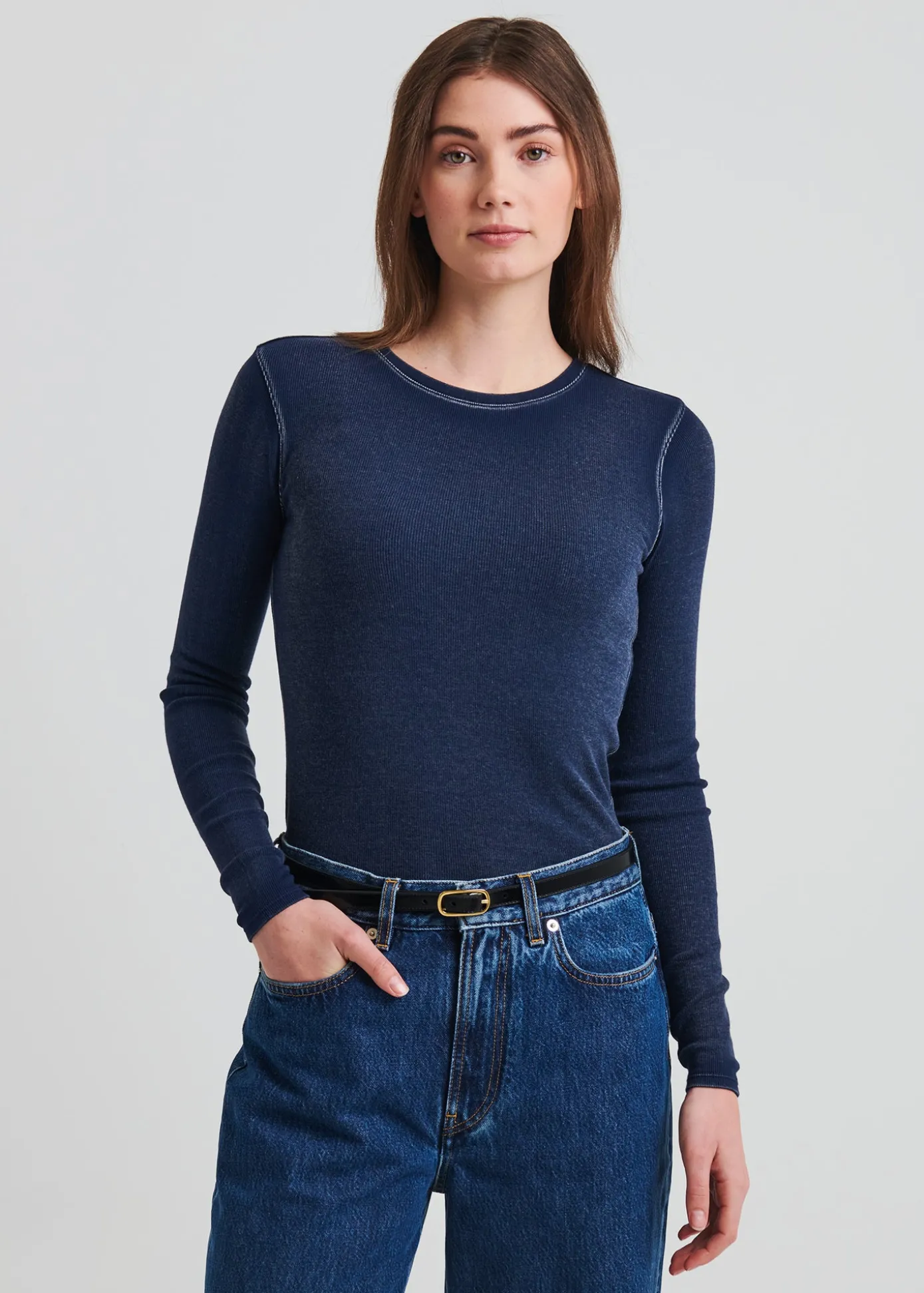 Vintage Wash Pima Cotton Stretch Ribbed T-Shirt