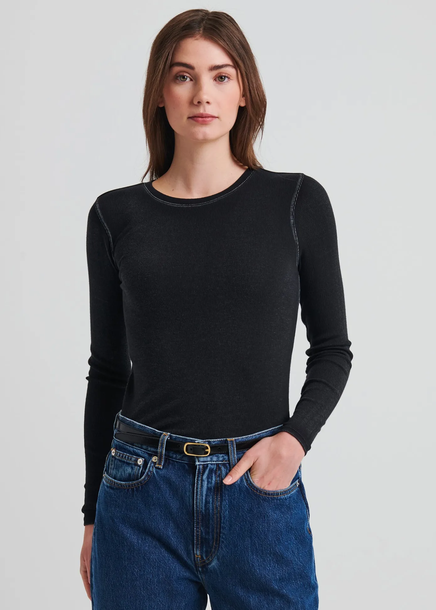 Vintage Wash Pima Cotton Stretch Ribbed T-Shirt