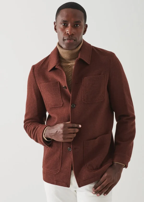 Wool Patch Pocket Shirt Jacket