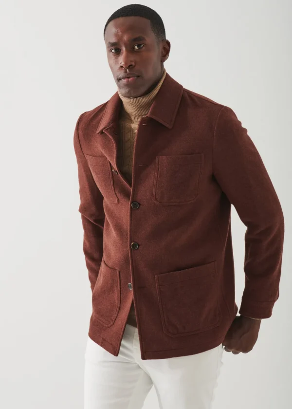 Wool Patch Pocket Shirt Jacket