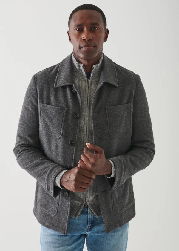 Wool Patch Pocket Shirt Jacket