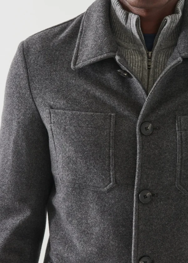 Wool Patch Pocket Shirt Jacket