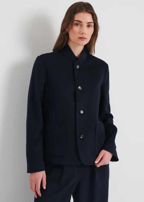 Wool/Cashmere Mandarin Collar Jacket
